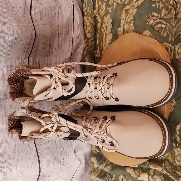 Lightweight booties. Zipper sides tie front. NWOT - Picture 2 of 6